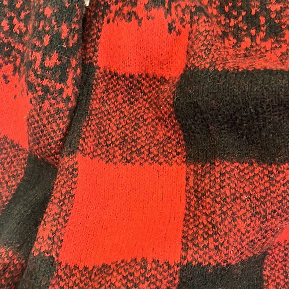 Ombre Buffalo Check Sweater Splatter Gradient Camp Cabin Punk Goth Moto Pullover - Picture 3 of 4